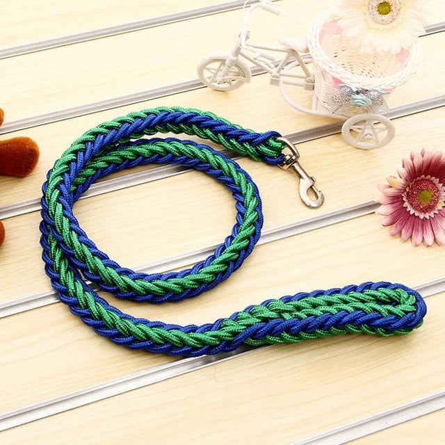 1.2M Length Large Dog Hand-knitted Leash Nylon Rope iron Buckle Pet Traction Rope For Big breed dogs Pet Traction Rope Firm