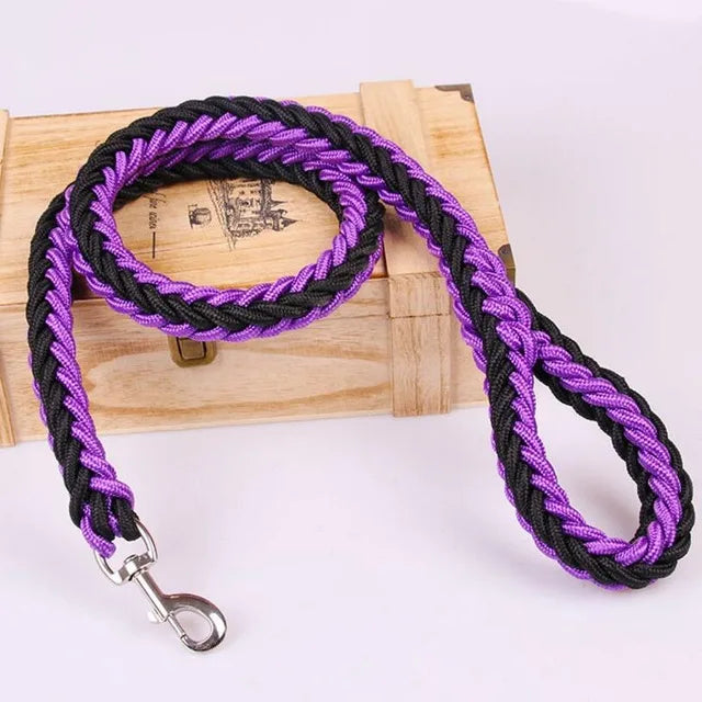 1.2M Length Large Dog Hand-knitted Leash Nylon Rope iron Buckle Pet Traction Rope For Big breed dogs Pet Traction Rope Firm