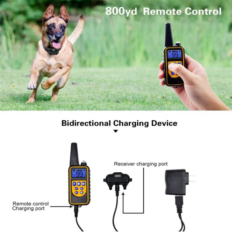 Electric Dog Training Collar Dog Anti Bark Waterproof Rechargeable Pet Remote Control For All Size Shock Vibration Sound