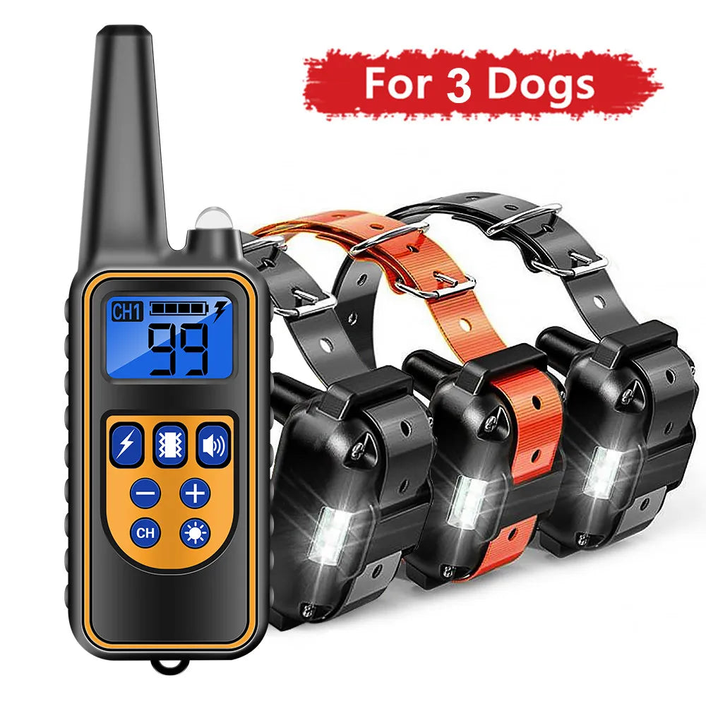 Electric Dog Training Collar Dog Anti Bark Waterproof Rechargeable Pet Remote Control For All Size Shock Vibration Sound