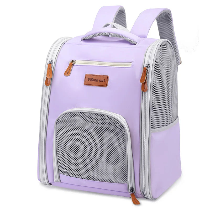 Amazon portable pet bag for outings  mesh grids  oxford cloth cat and dog bag  breathable and foldable backpack  pet outing bag