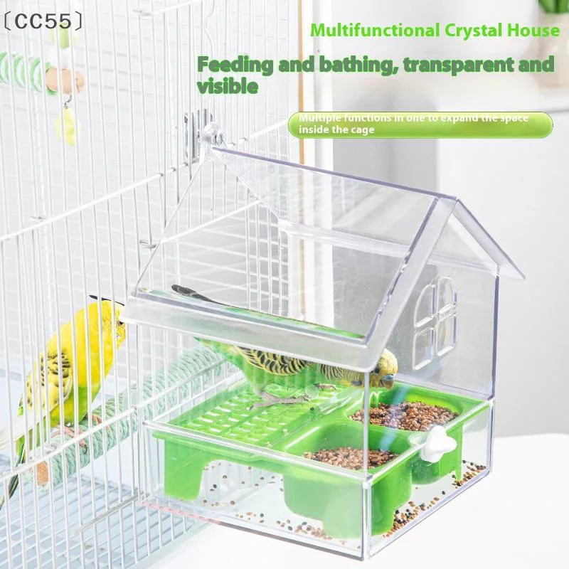 Hanging Parrot Feeder Prevent Scattering Bird Feeding Bowl Multifunction Bird Bath Parakeets Bathtub Bird Cage Accessories