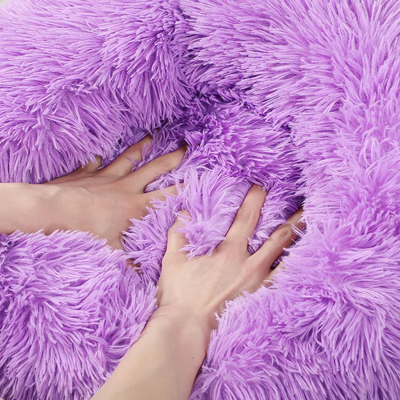 40/50/60cm Round Pet Bed for Large Dog Bed Super Soft Cat Bed Long Plush Dog House for Medium Dog House Winter Warm Sleeping