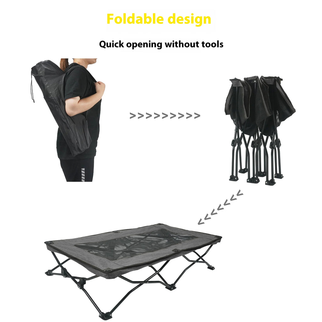 Large folding dog bed, moisture-proof, double-layer fabric, four-season pet bed, indoor pet rest bed, camping bed