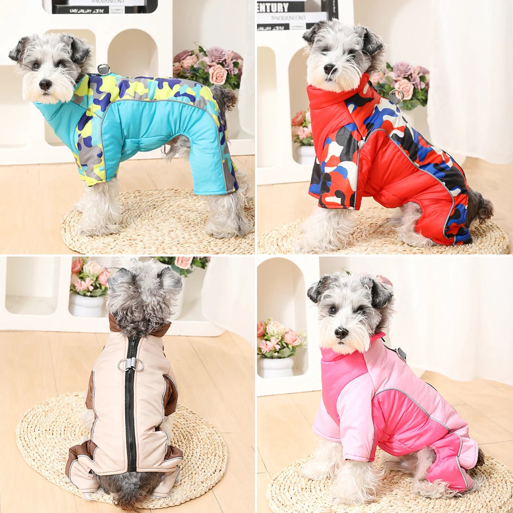 Waterproof Dog Jumpsuit Puppy Jacket For Small Dogs Coat With D-ring Winter Reflective Pet Overalls Camouflage Chihuahua Costume