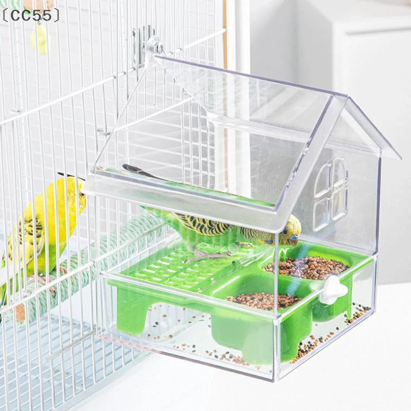 Hanging Parrot Feeder Prevent Scattering Bird Feeding Bowl Multifunction Bird Bath Parakeets Bathtub Bird Cage Accessories