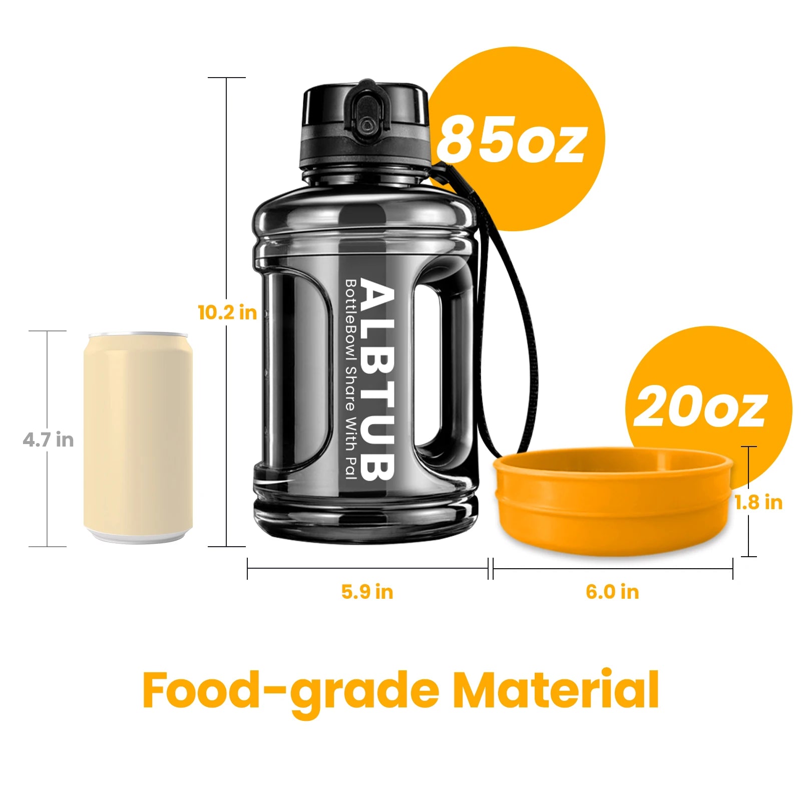 Dog Water Bottle Dispenser for Hunting 85OZ Hydration for You & Your Pup for Hiking Beach Camping Park Walking (Yellow)