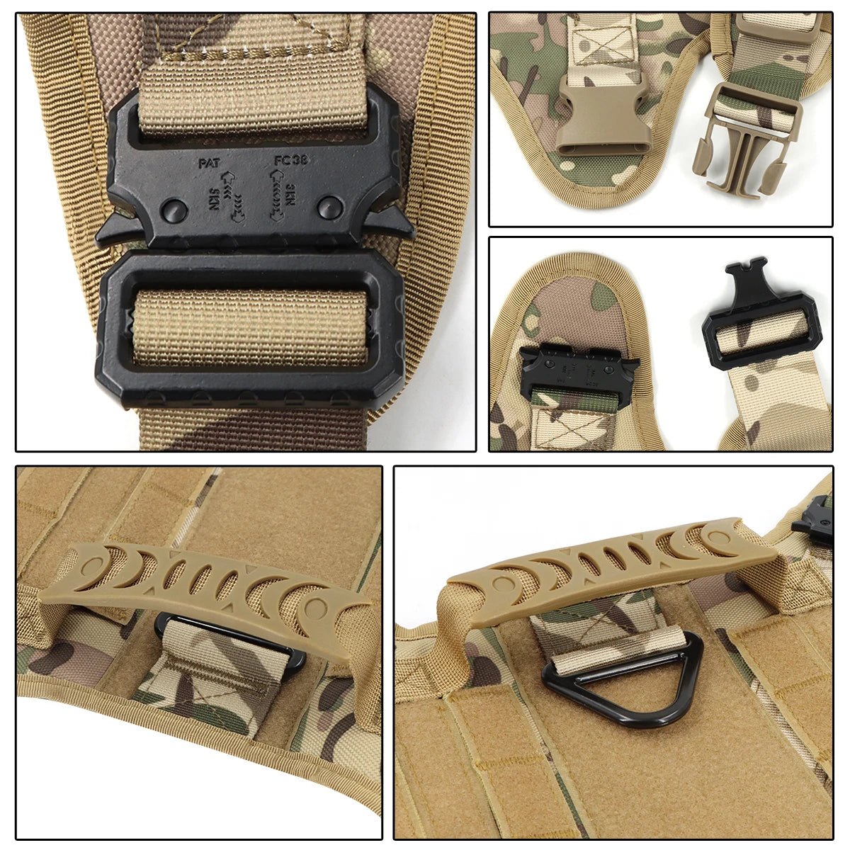 Large Dog Tactical Harness Collar Leash Molle Pouches Pet Training Vest Military German Shepherd Harnesses Dogs Accessories