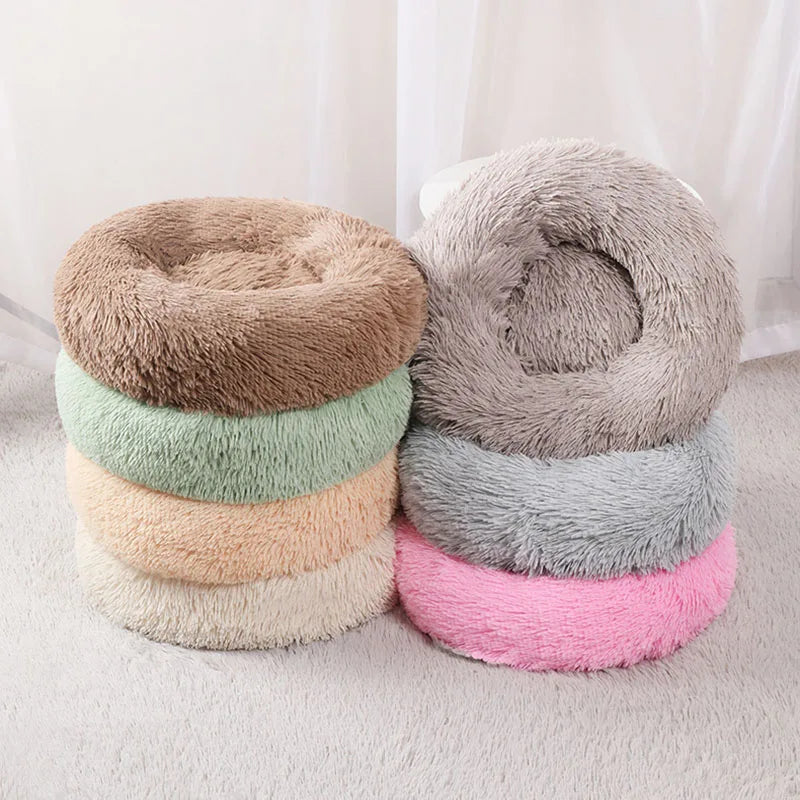 40/50/60cm Round Pet Bed for Large Dog Bed Super Soft Cat Bed Long Plush Dog House for Medium Dog House Winter Warm Sleeping