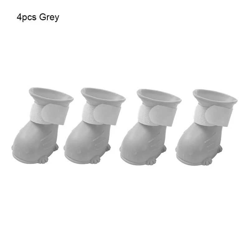 4Pcs/Set Pet Dog Rain Shoes Anti Slip Waterproof Cat Shoe Rubber Boots for Outdoor Footwear Socks Dogs Cats Foot Cover