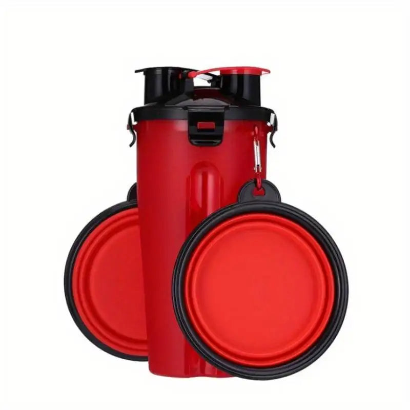 Pets Feeding Kits Portable 2 In 1 Pet Water Bottle with Food Container Dog 2pcs Collapsible Feeder Bowls Outdoor Walking D0018A