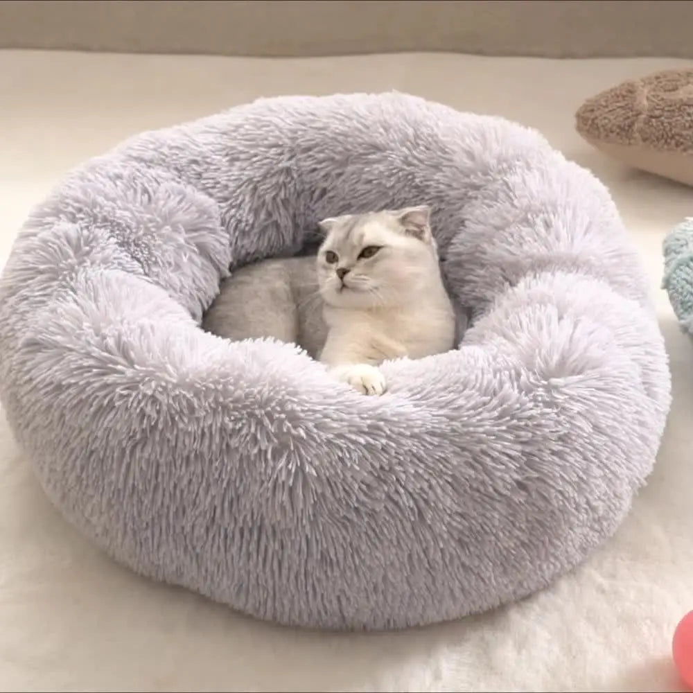 40/50/60cm Round Pet Bed for Large Dog Bed Super Soft Cat Bed Long Plush Dog House for Medium Dog House Winter Warm Sleeping