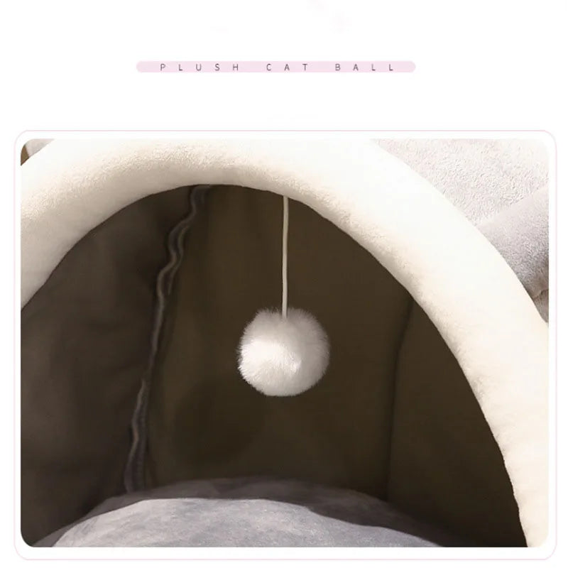 Warm Cat Nest House Cave Cat Bed Kennel Cats Four Seasons Universal Semi-Closed Cute and Comfortable Cat Nest Kittens Cave