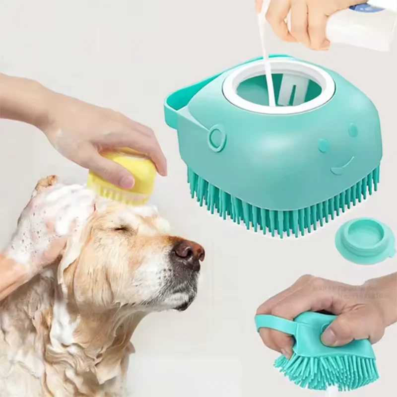 New Bath Massage Brush Bathroom Multifunctional Puppy Big Dog Cat Soft Safety Silicone Pet Accessories for Dogs Cats Tools