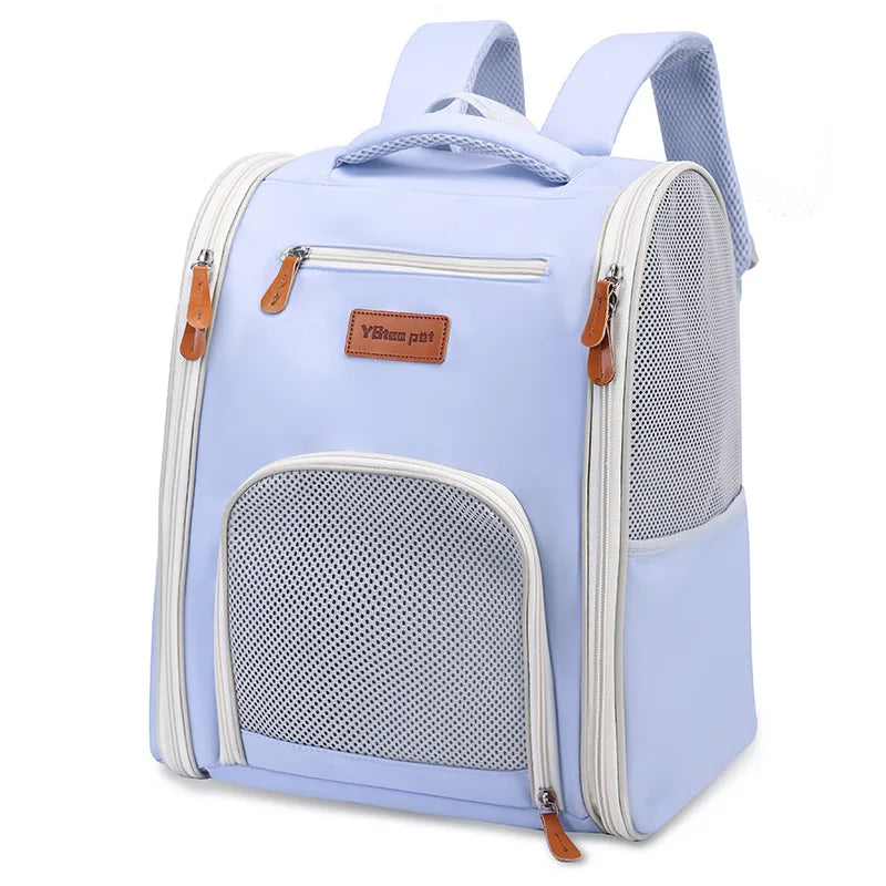 Amazon portable pet bag for outings  mesh grids  oxford cloth cat and dog bag  breathable and foldable backpack  pet outing bag
