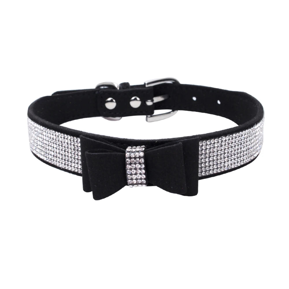 Pet Dog Velvet Leather Collar Leash With Rhinestone Bling Blink Butterfly Fashion Pet Leash Accessories Blind Drop Shipping