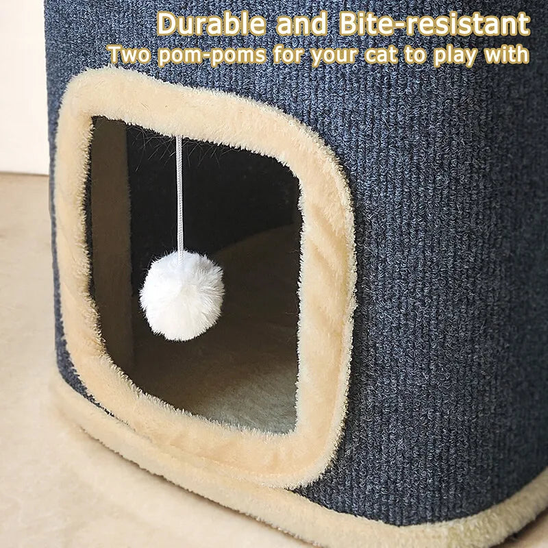 2-Layer Cat House Cat Cave for Indoor Cats Rectangular Cat House Hanging Toy Indoor