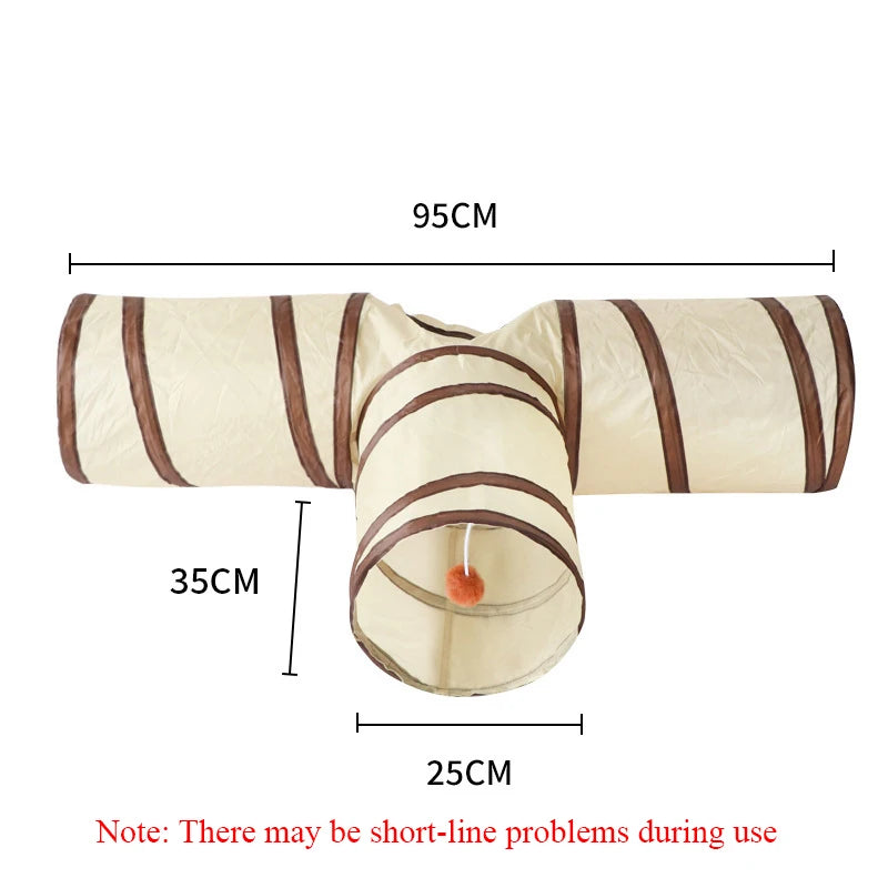 Beige Pet Cat Tunnel Toys Foldable Pet Cat Kitty Training Interactive Fun Toy For Cats Rabbit Animal Play Tunnel Tube