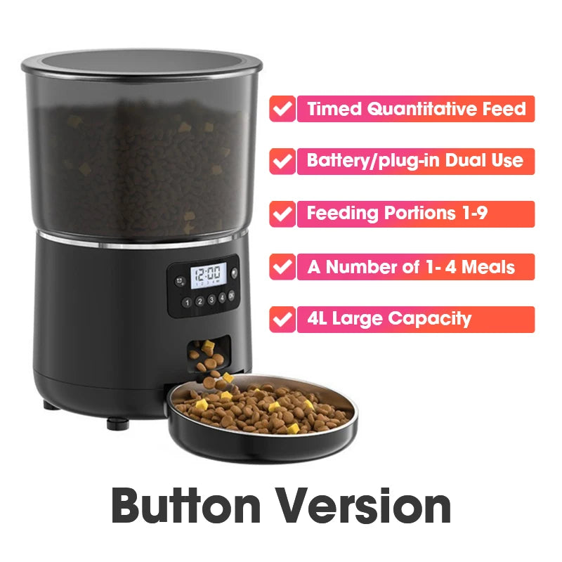 Cat Automatic Smart Feeder with WiFi Remote Camera 4L Large Capacity Puppy Pet Food Dispenser Feeder Accessories for Cat Dog