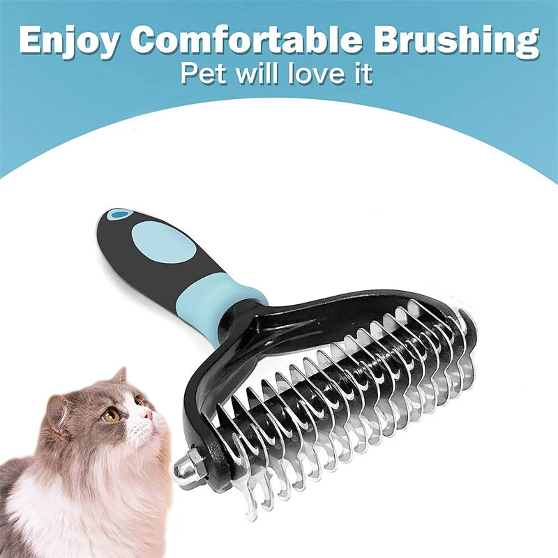 Professional Pet Deshedding Brush 2 Sided Dematting Dog Comb Cat Brush Rake Puppy Grooming Tools Undercoat Shedding Flying Hair