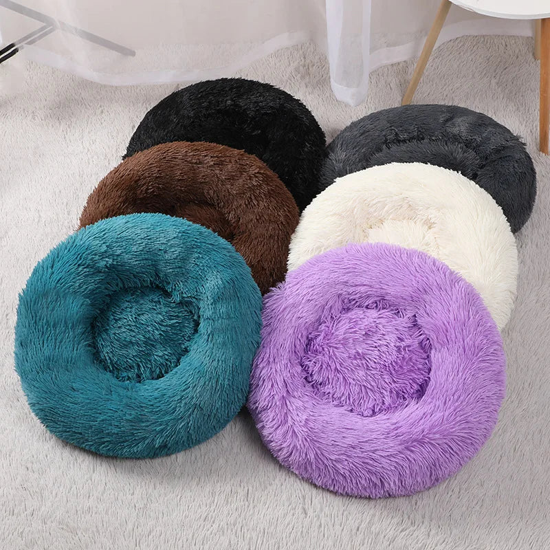 40/50/60cm Round Pet Bed for Large Dog Bed Super Soft Cat Bed Long Plush Dog House for Medium Dog House Winter Warm Sleeping