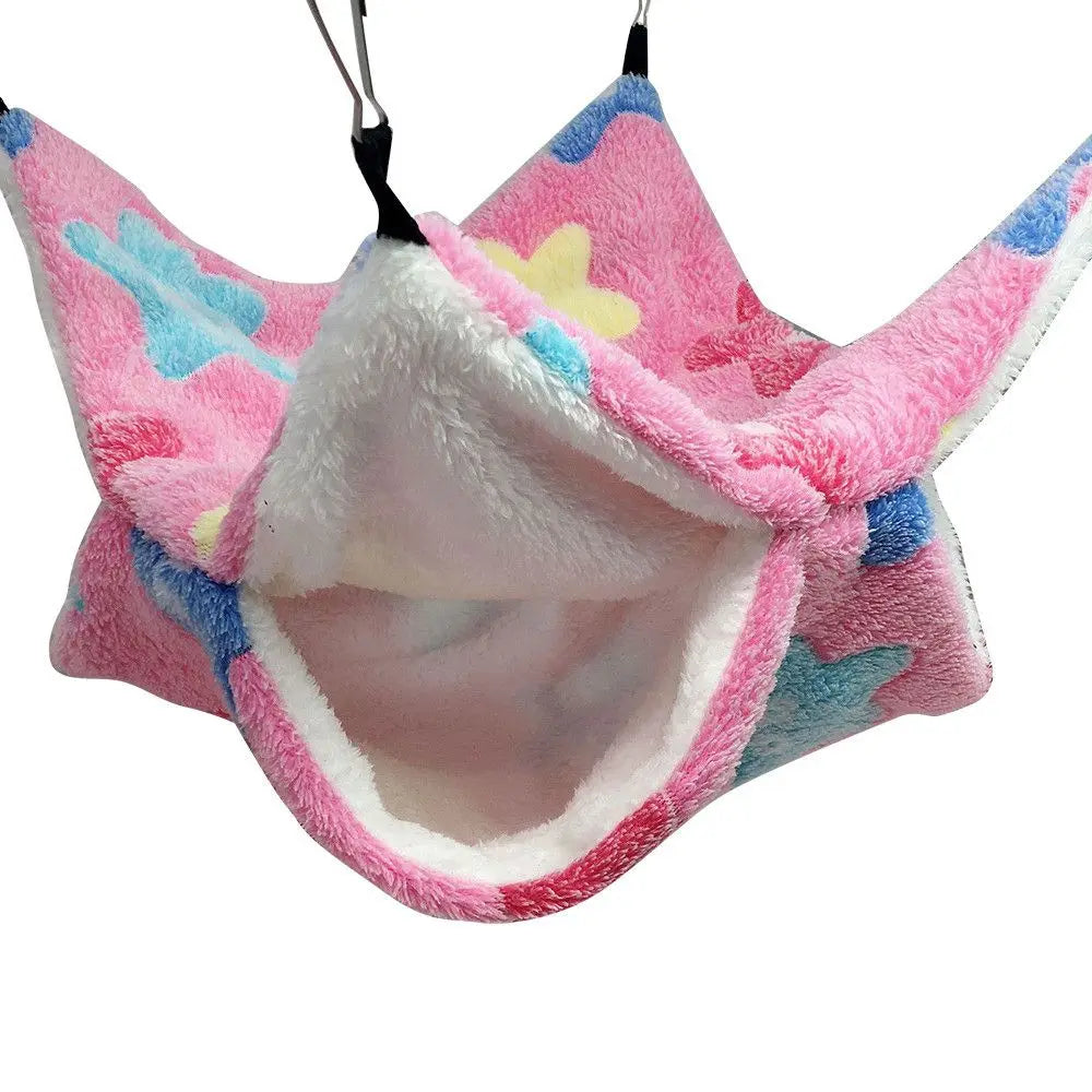 Small Animal Hammock Coral Fleece+Arctic Fleece Pet Hanging Hammock Hamster Ferret Rat Squirrel Cage Nest Warm Beds House Toys