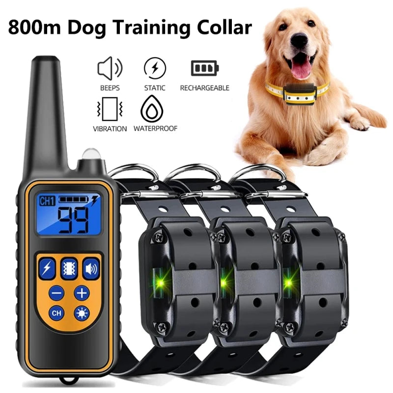Electric Dog Training Collar Dog Anti Bark Waterproof Rechargeable Pet Remote Control For All Size Shock Vibration Sound