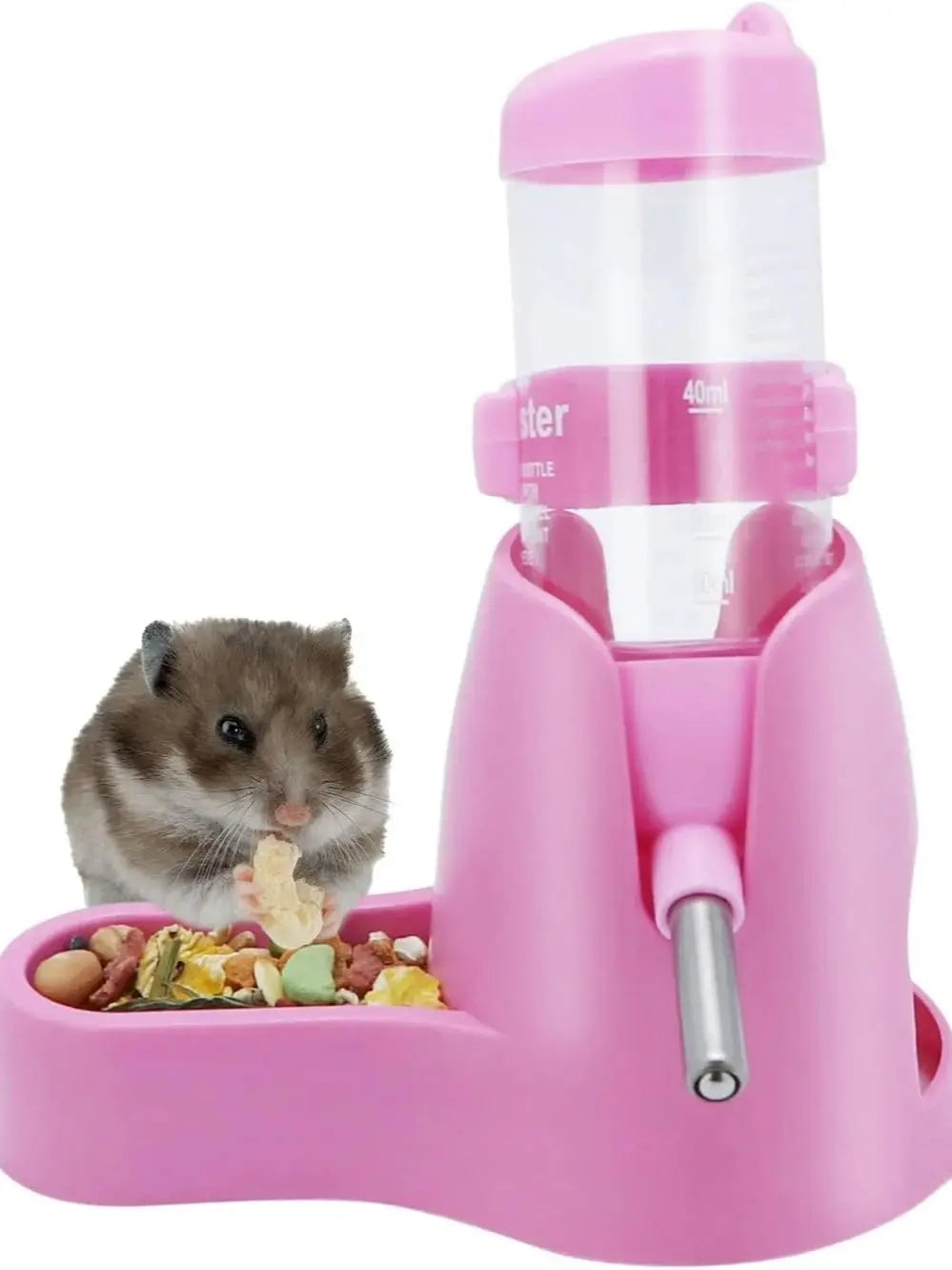 3 in 1 Hamster Hanging Water Bottle 80ml Pet Auto Dispenser with Base for Dwarf Hamster Mouse Rat Hedgehog