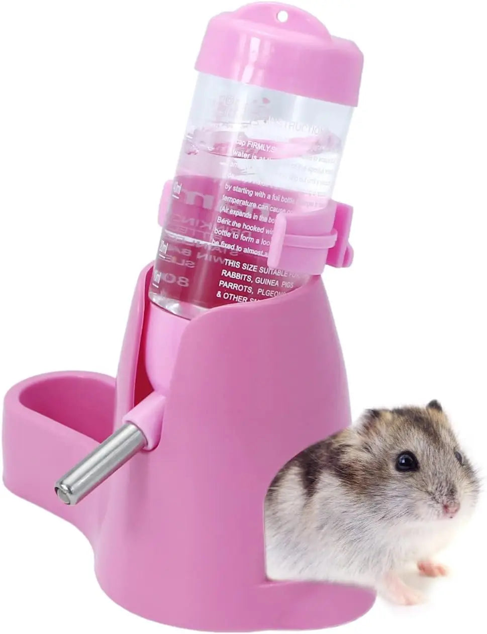 3 in 1 Hamster Hanging Water Bottle 80ml Pet Auto Dispenser with Base for Dwarf Hamster Mouse Rat Hedgehog
