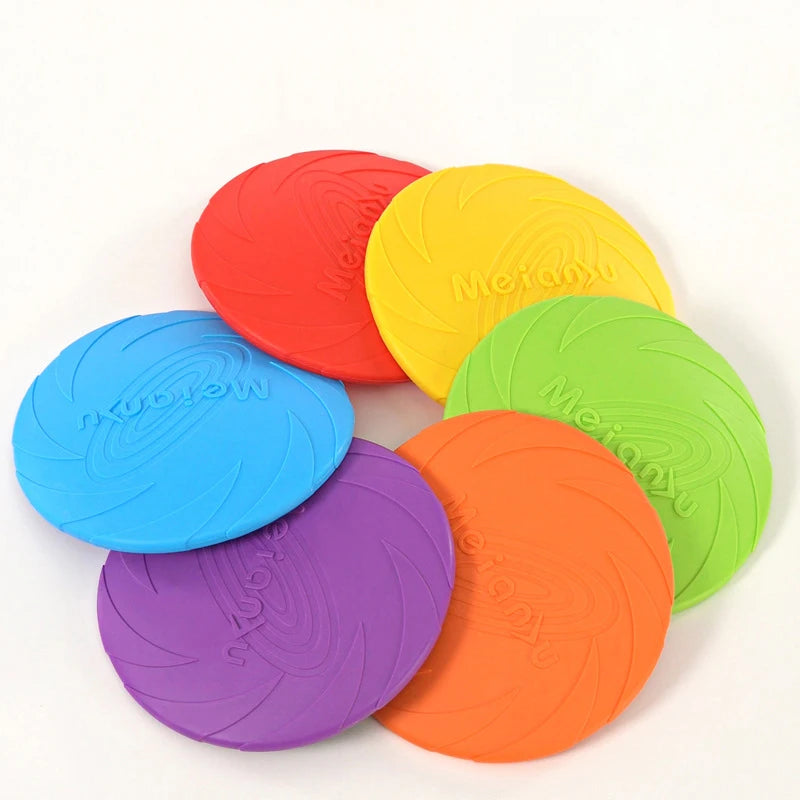 Dog Toys Silicone Flying Disc Fashion Multicolor Resistant Chew Toys Puppy Outdoor Game Trainning Interactive Supplies