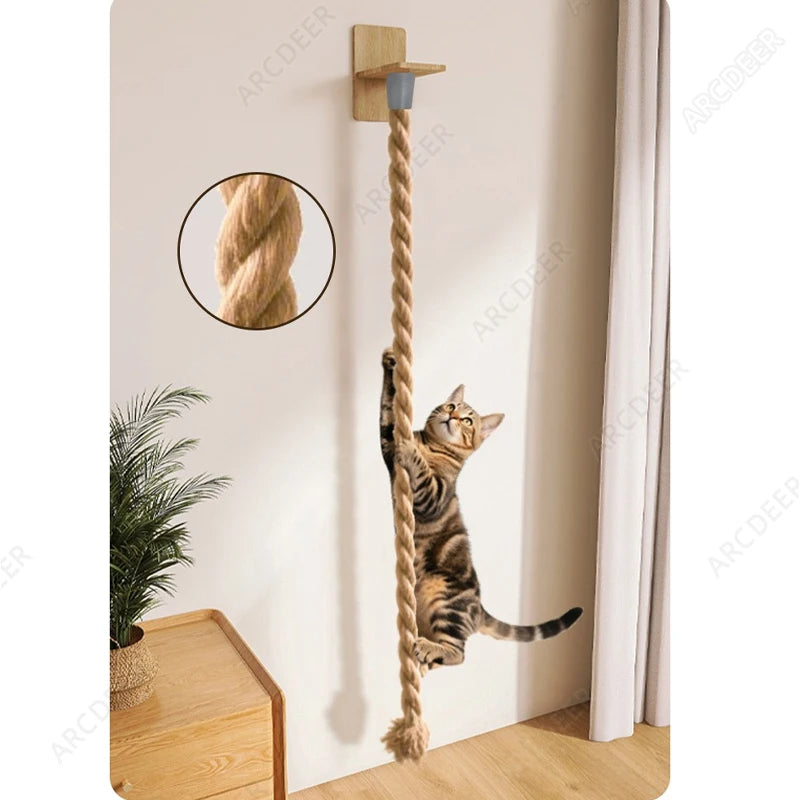 Cat Wall Climbing Sisal Rope Cat Climber Tree Wall  Climbing Tower Toy Indoor Cats Posts Kitten Rope Ladder Suitable for Playing