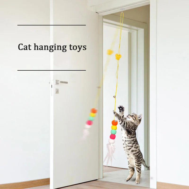 Pet Cat Toys Elasticity Retractable Hanging Door Type Interactive Toy For Kitten Mouse  Catnip Scratch Rope Toy Pet Supplies