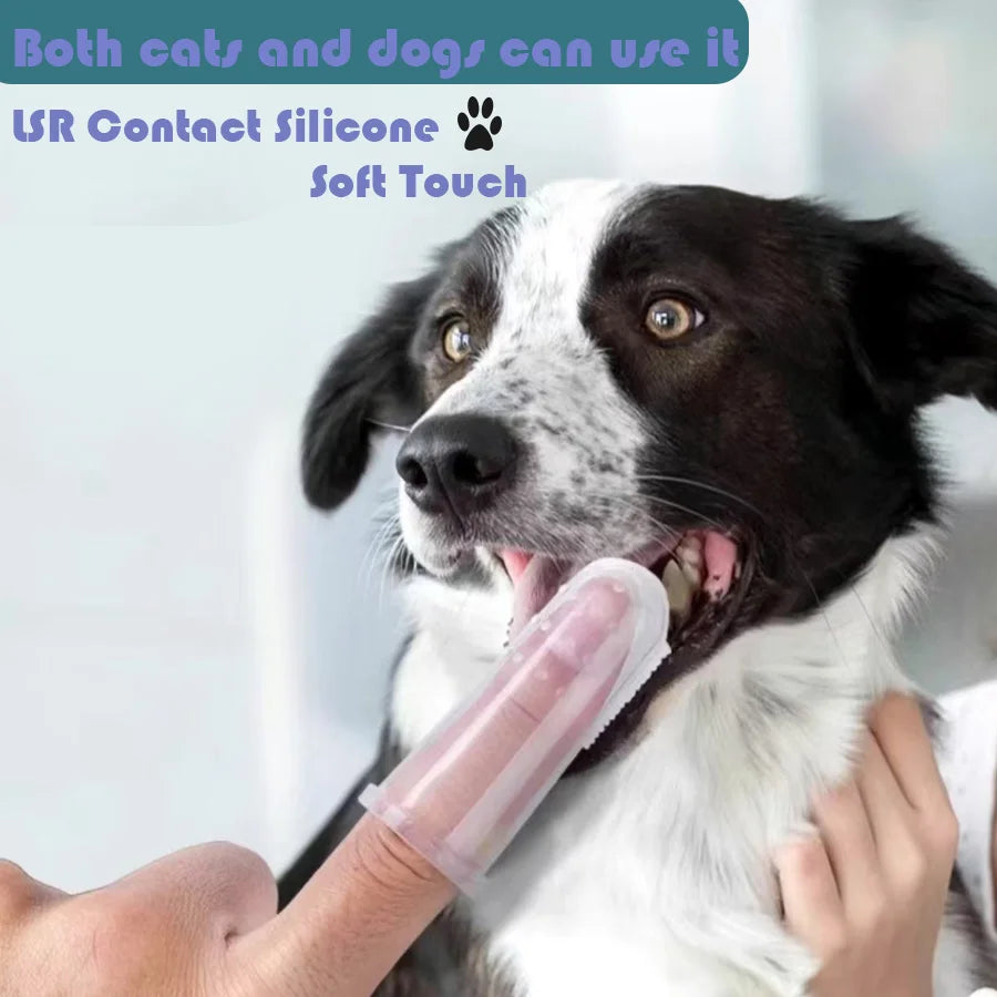 Pet silicone finger cots Teeth Cleaning Bad Breath Care Cat and dog brush finger cots Cleaning Silicagel Pet Supplies