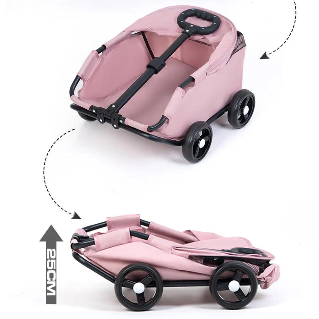 Pet Stroller Portable Dog Pram 4 Wheels Pet Travel Carrier Stroller with Sun Cover Breathable for Small Medium Pet Cats Dogs