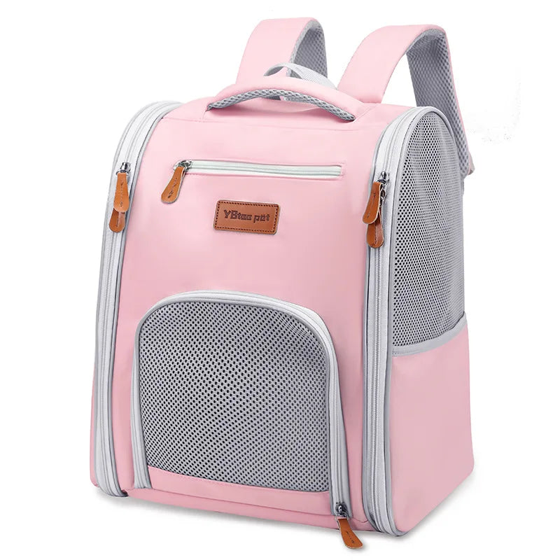 Amazon portable pet bag for outings  mesh grids  oxford cloth cat and dog bag  breathable and foldable backpack  pet outing bag