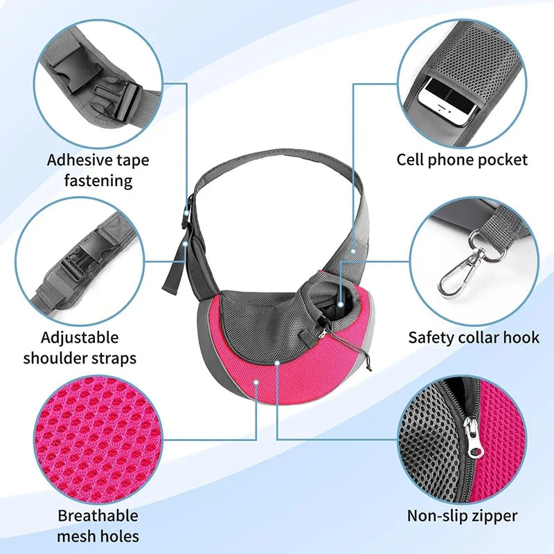Pet Dog Portable Carrier Breathable Mesh Travel Safe Puppy Shoulder Bag with Adjustable Non-Slip Strap for Small Dogs Cats