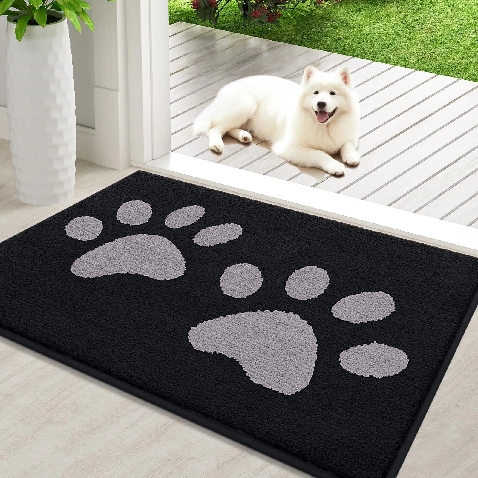 Olanly Quick Dry Chenille Mud Mat For Dogs Dog Door Mat For Muddy Paws Absorbent Dirt Trapper Non-Slip INdoor Door Mat For Floor