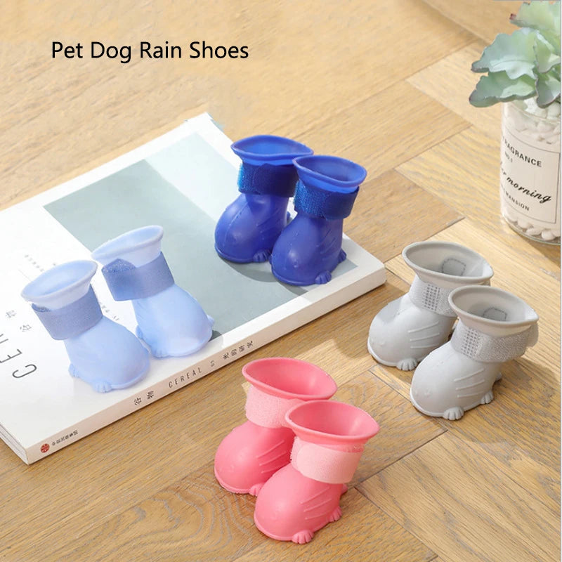 4Pcs/Set Pet Dog Rain Shoes Anti Slip Waterproof Cat Shoe Rubber Boots for Outdoor Footwear Socks Dogs Cats Foot Cover