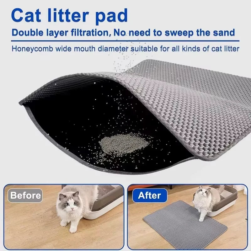 Pet Cat Litter Mat Waterproof Clean Pad for Cat Litter Box Durable and Easy to Clean Double Layer Cat Litter Trapping