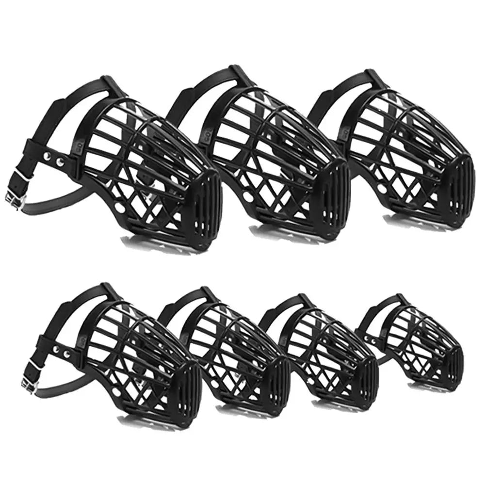 Soft Plastic and Leather Strong Dog Muzzle Basket Design Anti-biting Adjusting Straps Mask Dog Muzzle for Small Medium Large Dog