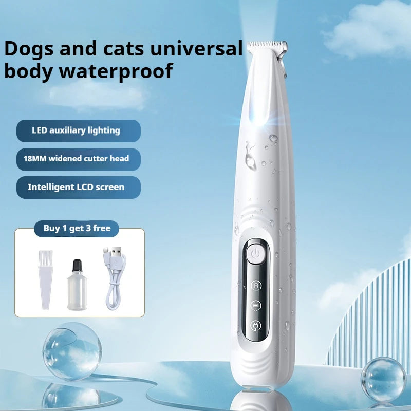 Upgrade Dog Paw Trimmer with LED Light Waterproof Portable Pet Hair Trimmer with Display Dog Clippers Grooming 18mm Widen Blade