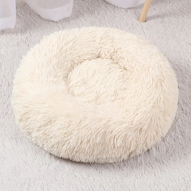 40/50/60cm Round Pet Bed for Large Dog Bed Super Soft Cat Bed Long Plush Dog House for Medium Dog House Winter Warm Sleeping