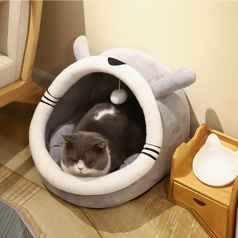 Warm Cat Nest House Cave Cat Bed Kennel Cats Four Seasons Universal Semi-Closed Cute and Comfortable Cat Nest Kittens Cave