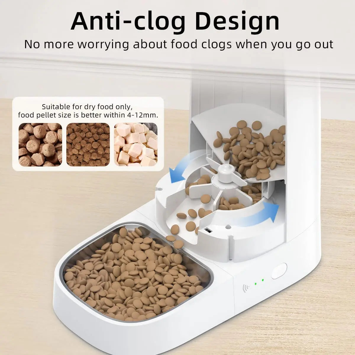 ROJECO Automatic Cat Feeder Pet Smart WiFi Cat Food Kibble Dispenser Remote Control