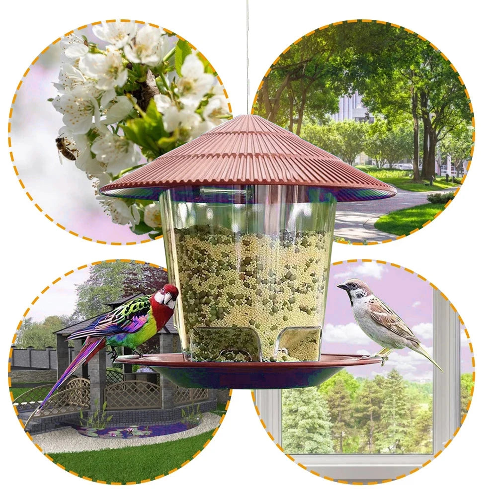 Plastic Bird Feeder Transparent Hanging Peanut Nut Feeding Station Outdoor Garden Seed Food Dispenser Holder Containers