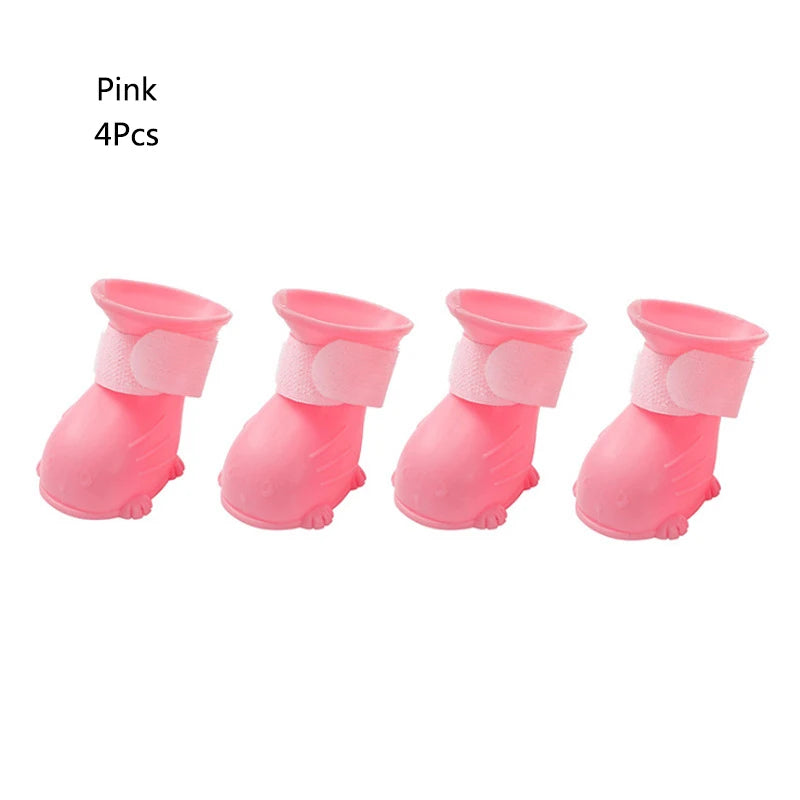 4Pcs/Set Pet Dog Rain Shoes Anti Slip Waterproof Cat Shoe Rubber Boots for Outdoor Footwear Socks Dogs Cats Foot Cover