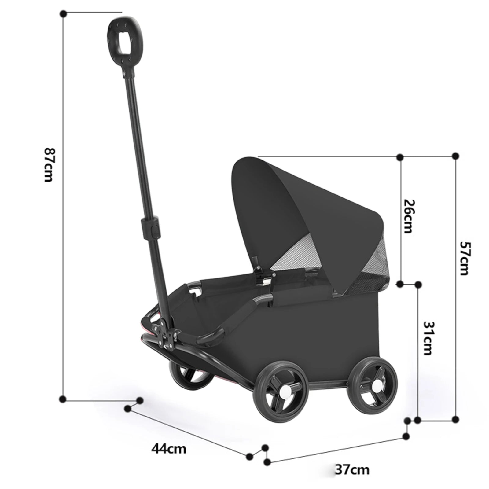 Pet Stroller Portable Dog Pram 4 Wheels Pet Travel Carrier Stroller with Sun Cover Breathable for Small Medium Pet Cats Dogs