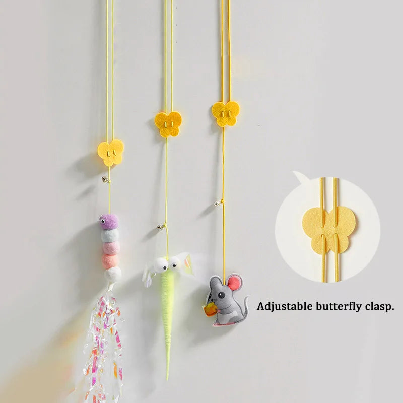 Pet Cat Toys Elasticity Retractable Hanging Door Type Interactive Toy For Kitten Mouse  Catnip Scratch Rope Toy Pet Supplies
