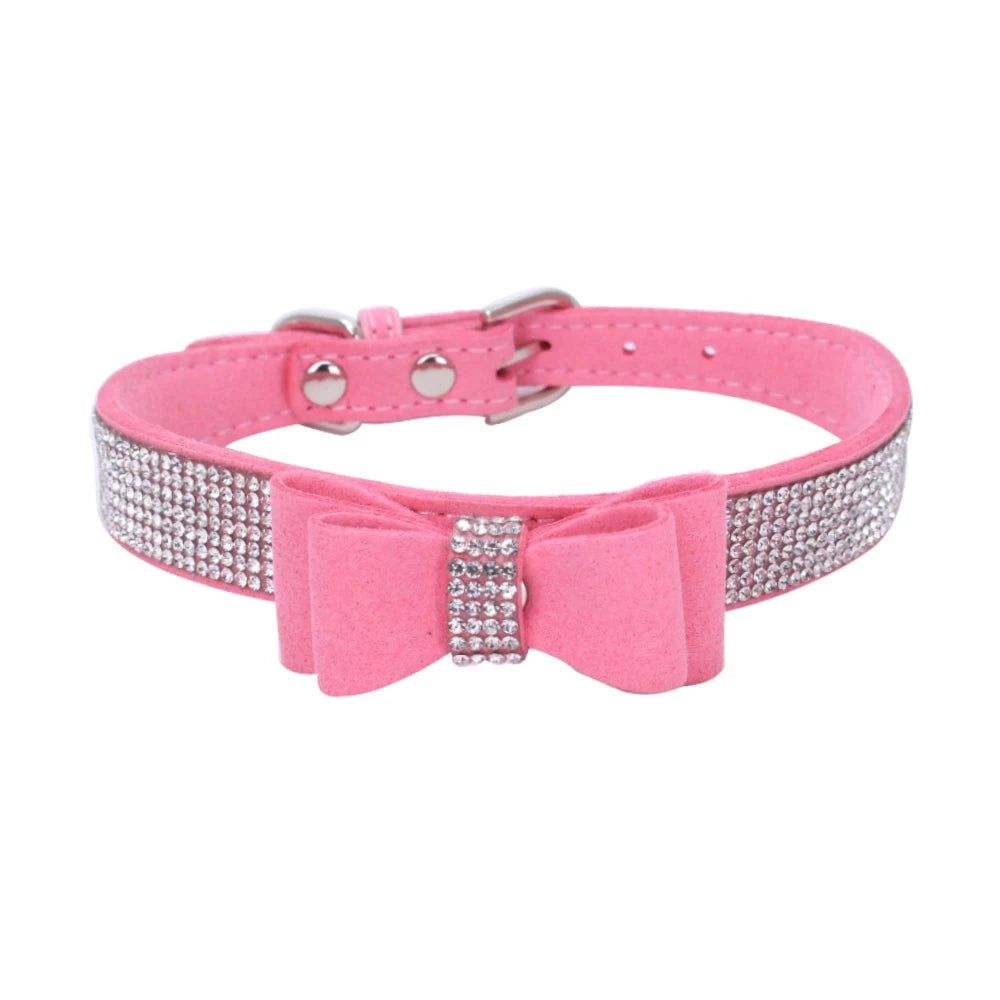 Pet Dog Velvet Leather Collar Leash With Rhinestone Bling Blink Butterfly Fashion Pet Leash Accessories Blind Drop Shipping