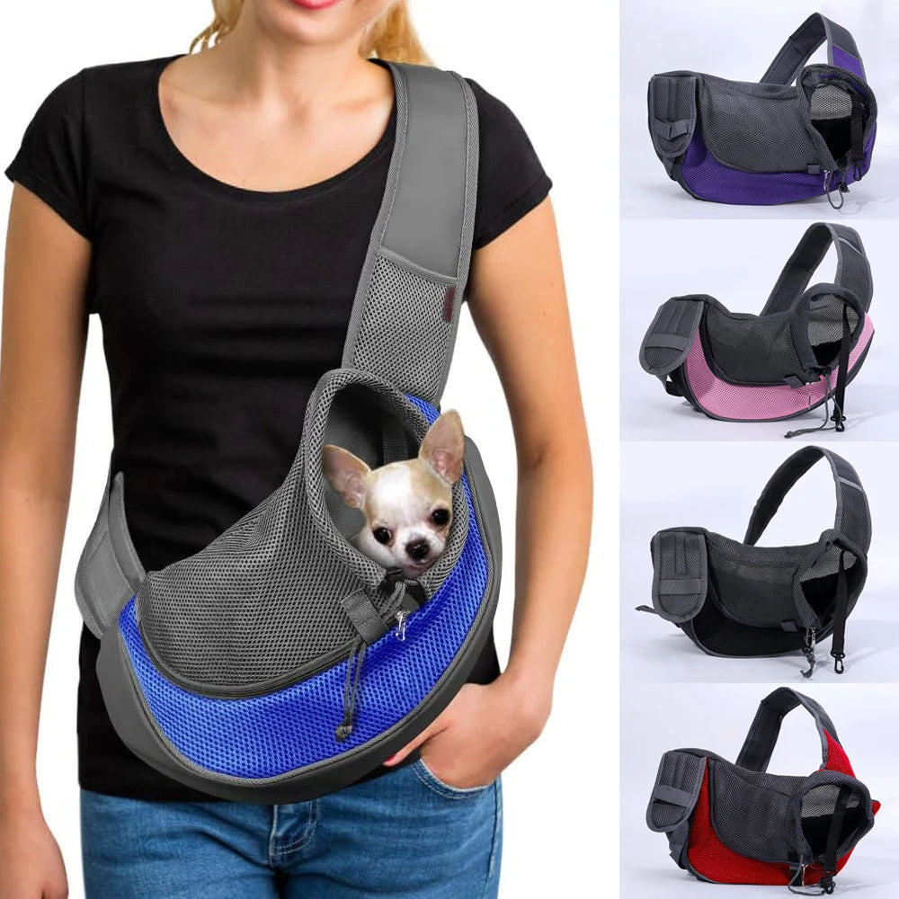 Pet Dog Portable Carrier Breathable Mesh Travel Safe Puppy Shoulder Bag with Adjustable Non-Slip Strap for Small Dogs Cats